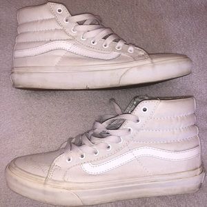 SK8-HI All White Vans